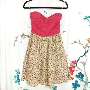 Betsey Johnson Vintage Strapless Floral Dress Pink